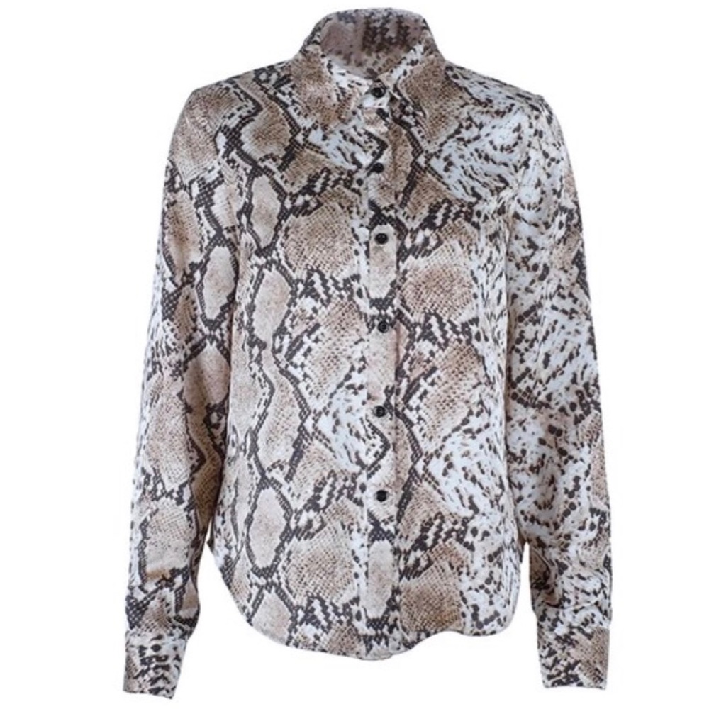 SNAKESKIN BUTTON DOWN TOP - Picture 4 of 5